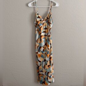 Abercrombie & Fitch Satin Geometricic Midi Dress